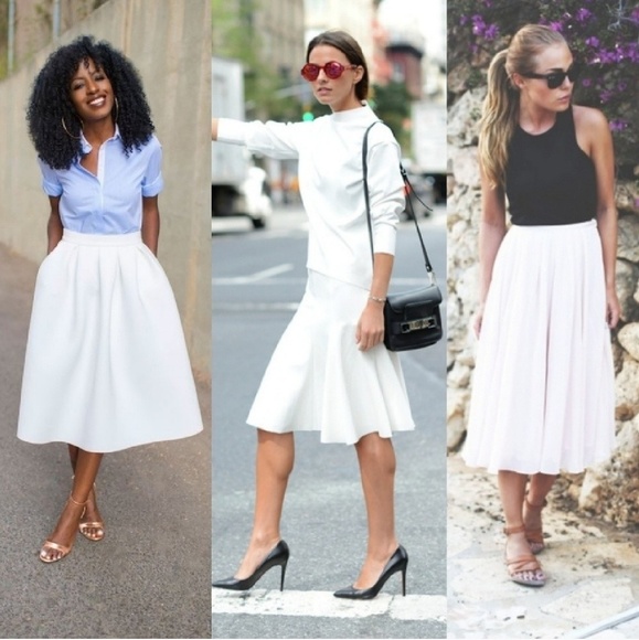 white cotton midi skirt